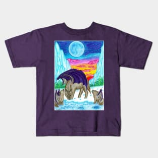 Wolf and cubs with wings Kids T-Shirt